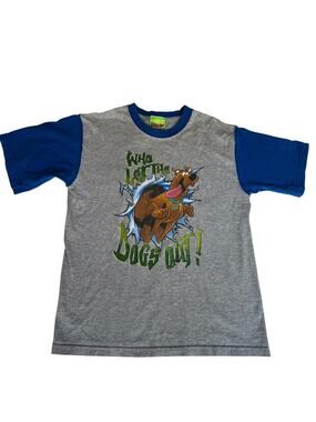 Scooby-Doo Vintage Y2K Kids Boy T-shirt Grey/Blue Size 12/14